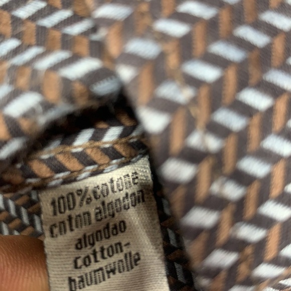 Men visconti uomo brown black blue chevron button down long sleeve shirt size L - Picture 4 of 5